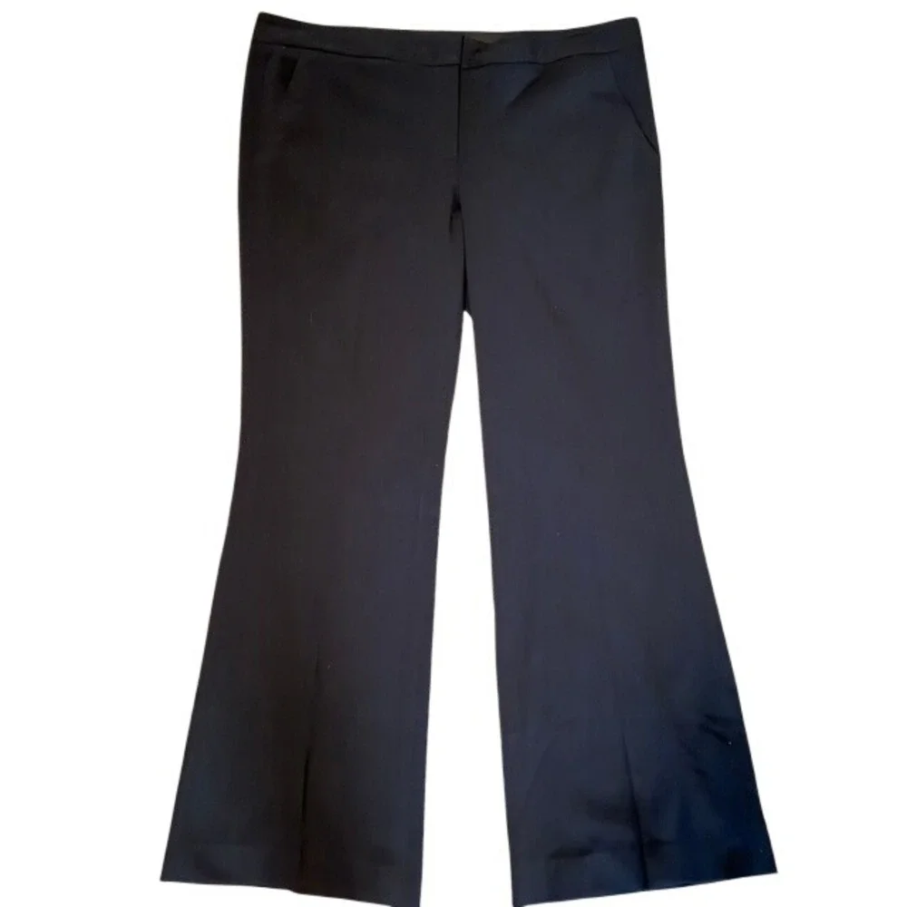 BCBGMAXAZRIA Womens Black Flare Leg Dress Pants Mid Rise Stretch Trousers